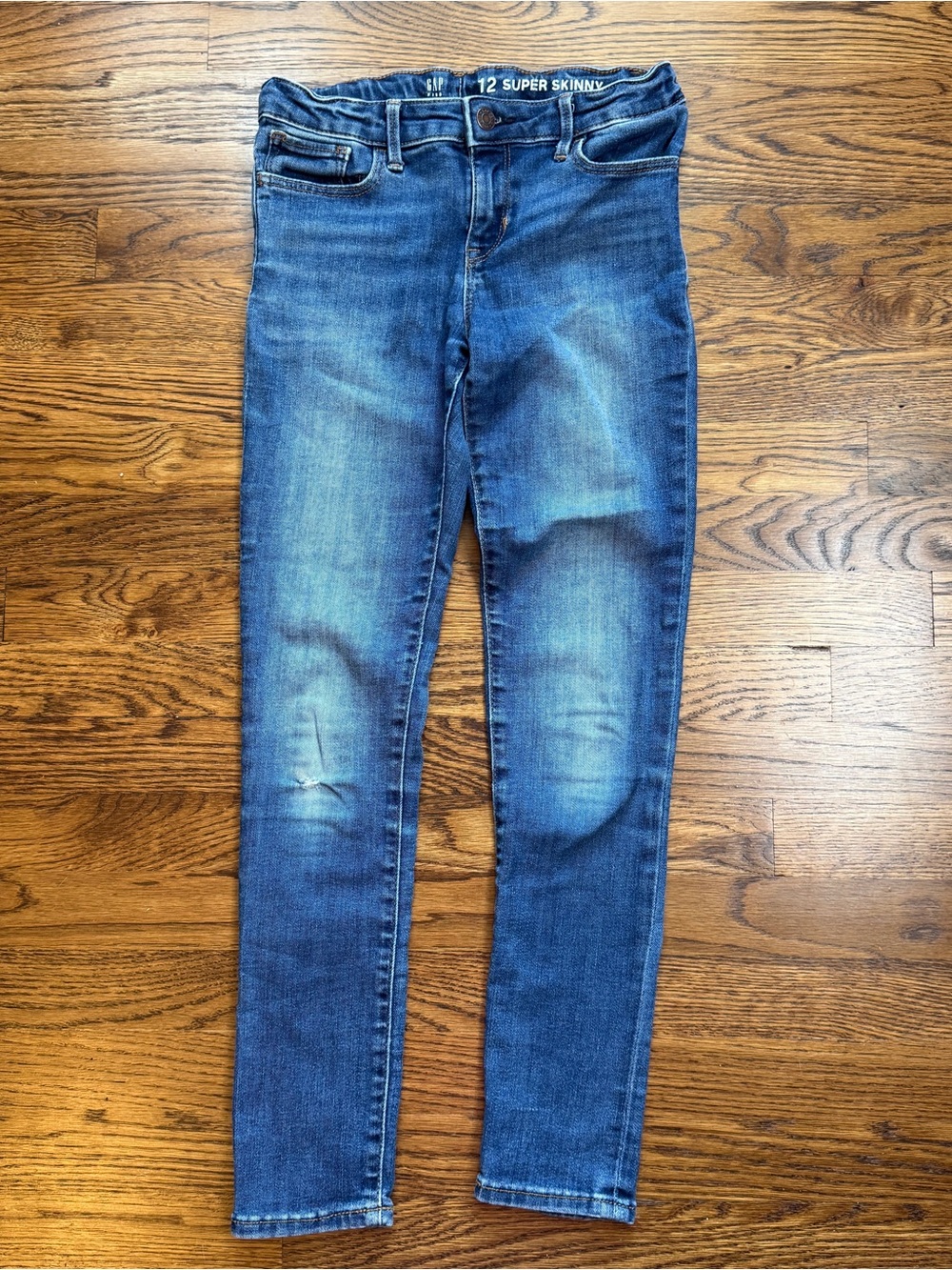 GAP Kids Girls Super Skinny Med Wash Denim Jeans Size 10-12 Adjustable Waist